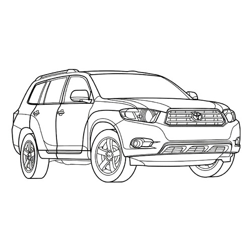 Página para colorear «Toyota Highlander» dibujo para colorear gratis de Páginas para colorear de coches Toyota