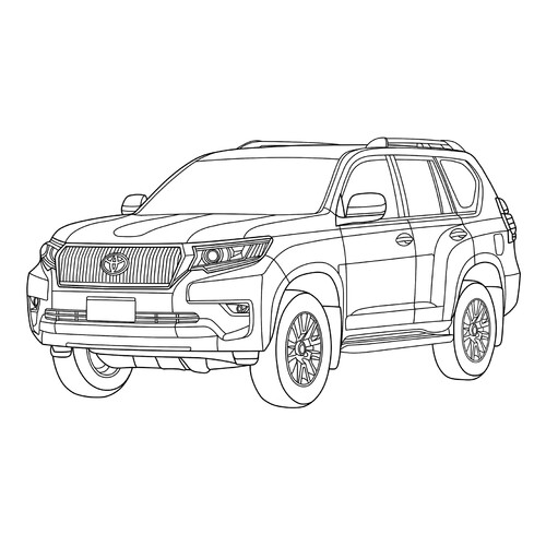 Página para colorear «Toyota Land Cruiser» dibujo para colorear gratis de Páginas para colorear de coches Toyota