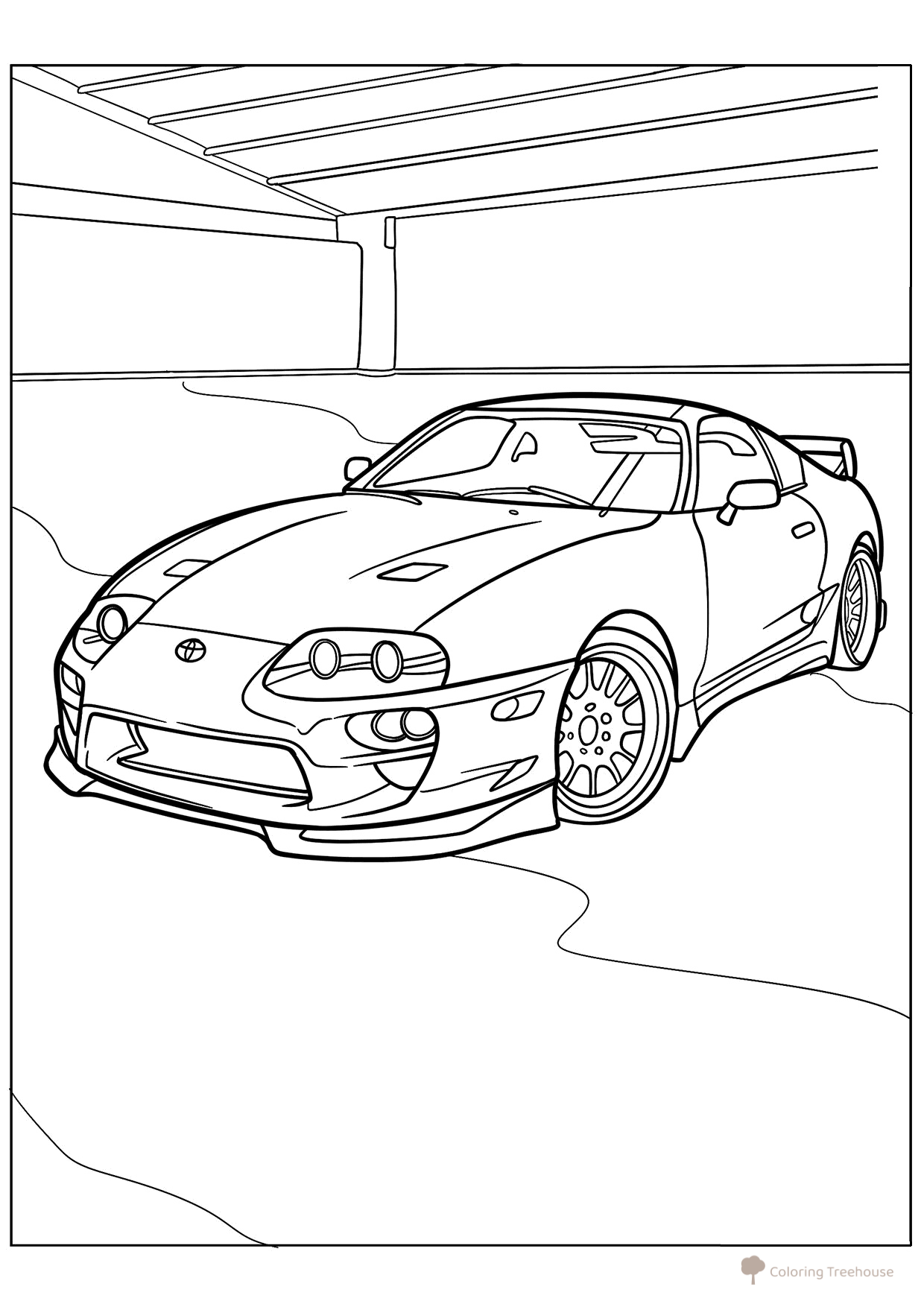 Página para colorear: Toyota Supra MK4 dibujo para colorear gratis de Páginas para colorear de coches Toyota