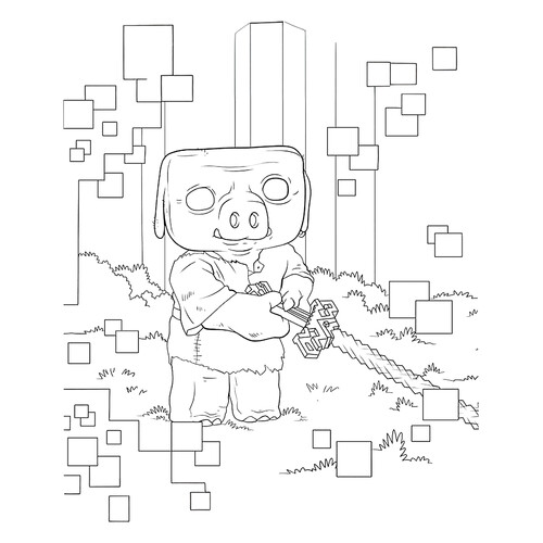 Baby Piglin with Sword Coloring Page free printable Minecraft Movie Coloring Pages coloring page
