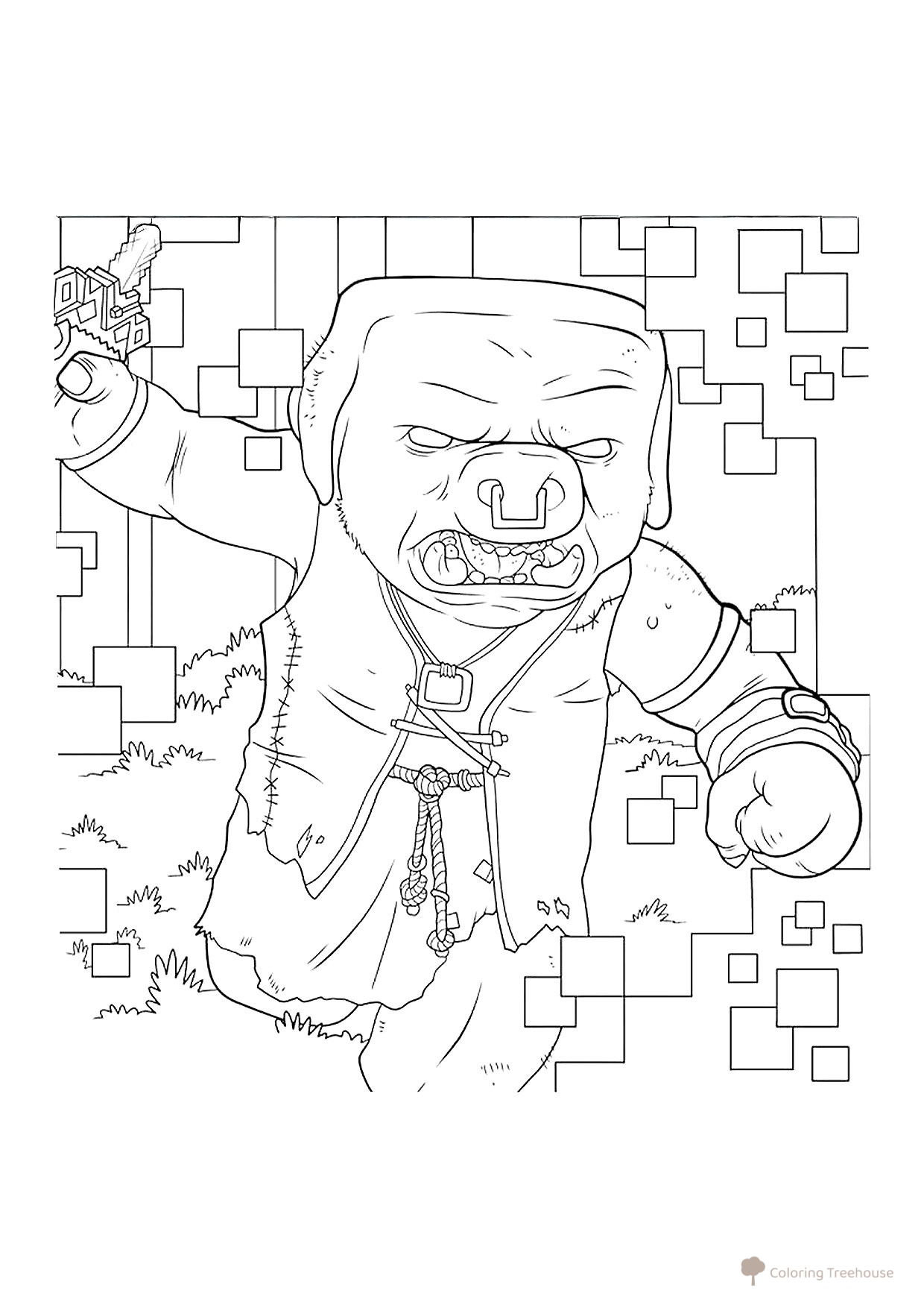Página para colorear «Guerrero Piglin de Minecraft en el cine» dibujo para colorear gratis de Páginas para colorear «Minecraft en el cine»