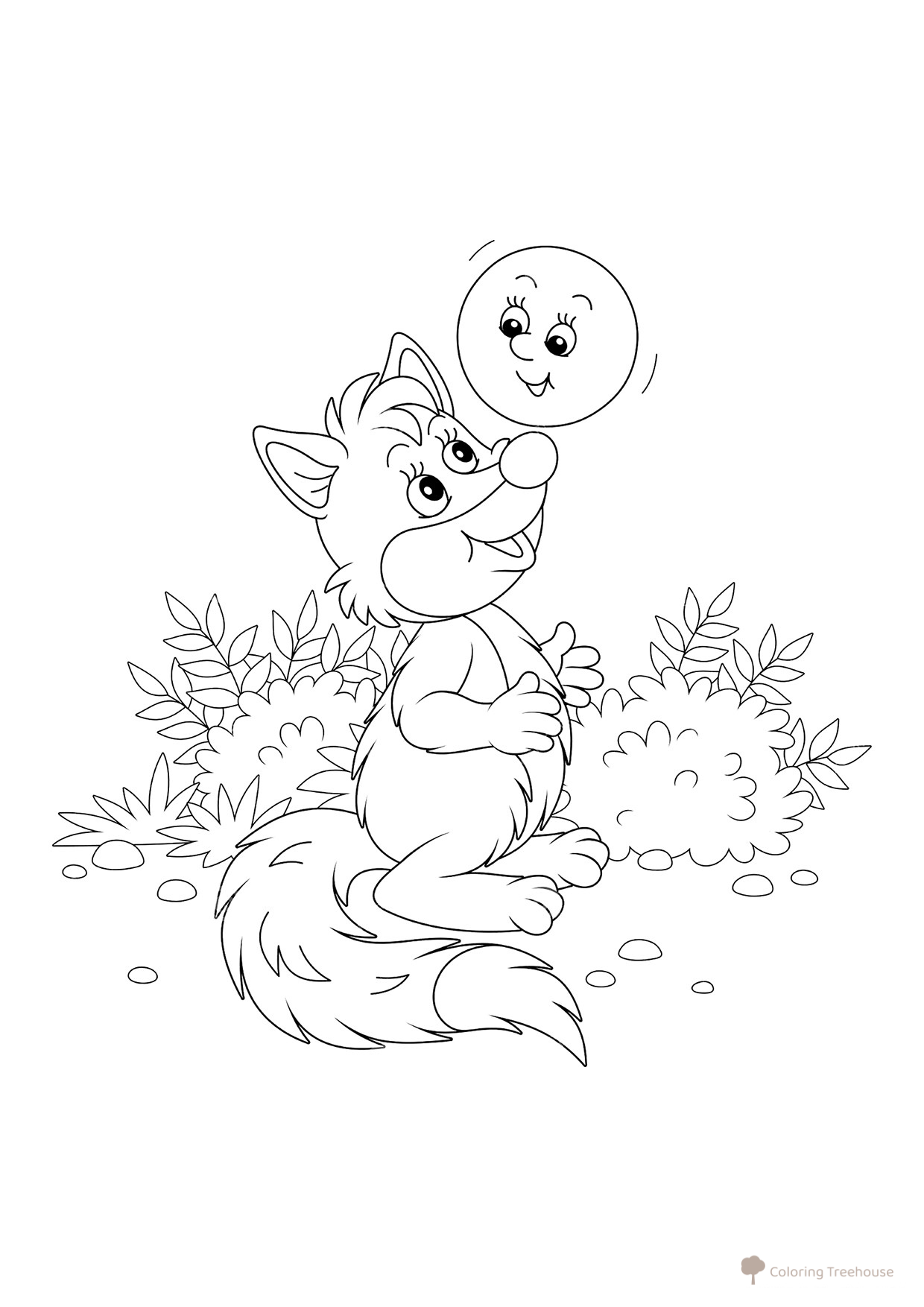 Kolobok on the Fox's Nose Coloring Page free printable Kolobok Coloring Pages coloring page