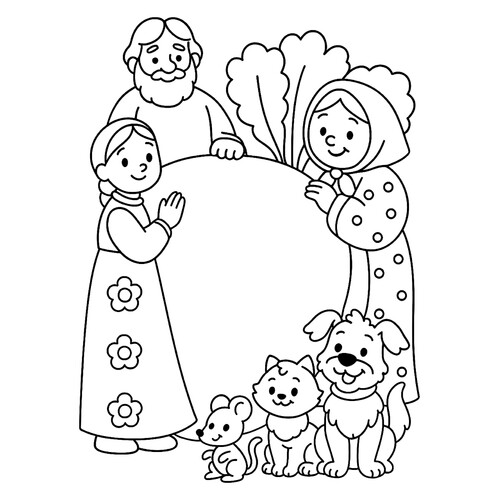 Página para colorear «El nabo» para los más pequeños dibujo para colorear gratis de Páginas para colorear del cuento «El nabo»
