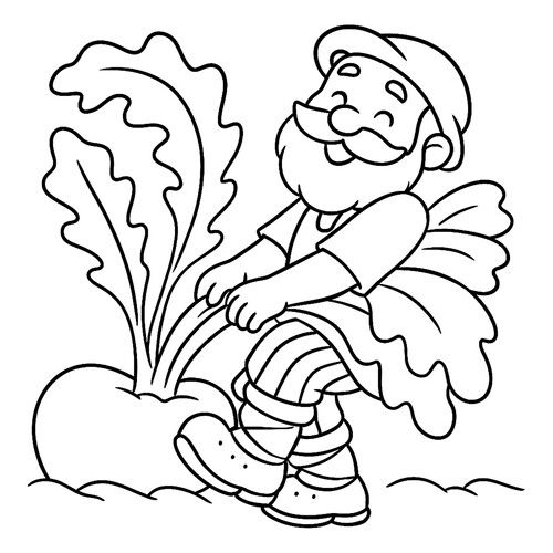 Páginas para colorear «El nabo y el abuelo» dibujo para colorear gratis de Páginas para colorear del cuento «El nabo»