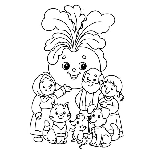 Página para colorear «El cuento del repollo (Repka)» dibujo para colorear gratis de Páginas para colorear del cuento «El nabo»