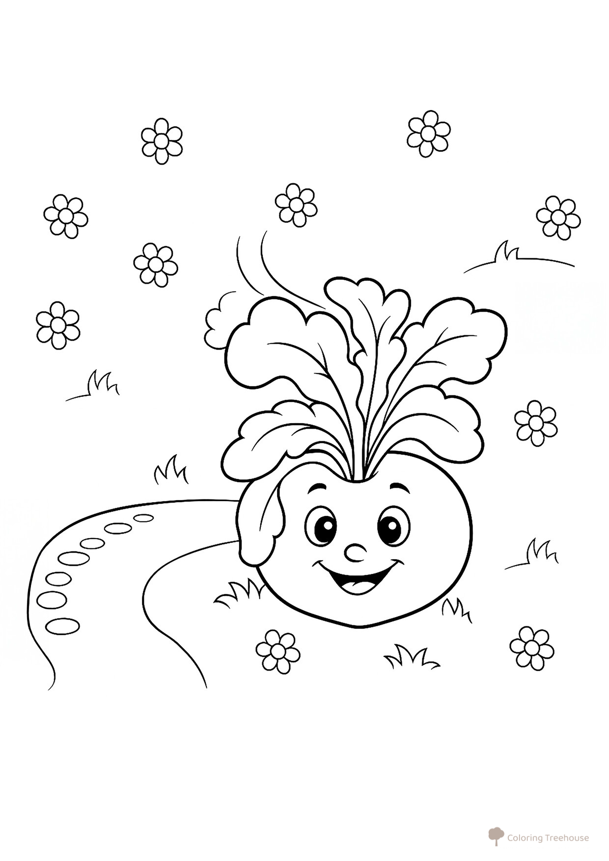 Página para colorear «La divertida nabo» dibujo para colorear gratis de Páginas para colorear del cuento «El nabo»