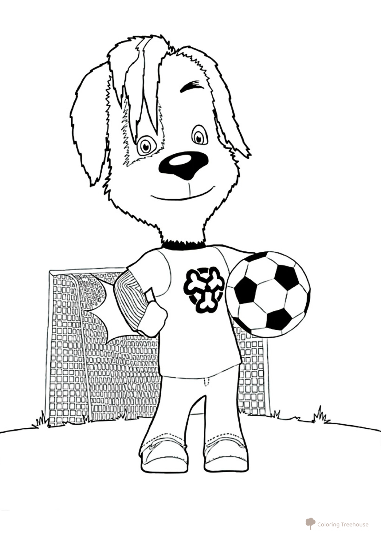 Druzhok Barbóskin futbolista para colorear dibujo para colorear gratis de Láminas para colorear de Barboskiny
