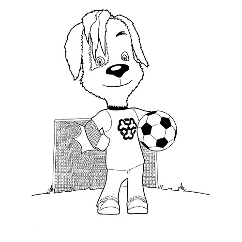 Druzhok Barbóskin futbolista para colorear dibujo para colorear gratis de Láminas para colorear de Barboskiny