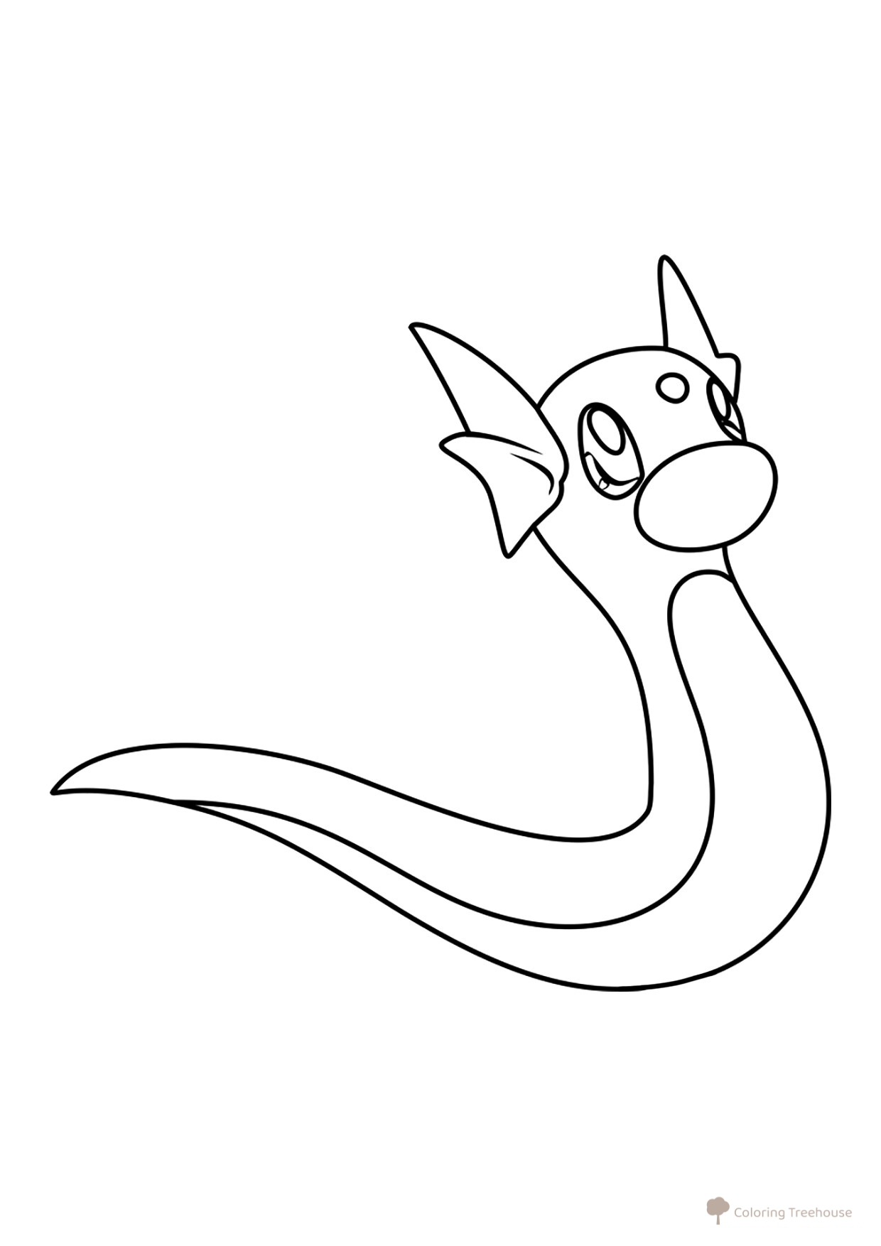 Pokémon Dratini Coloring Page #0147 free printable Generation 1 Pokémon Coloring Pages coloring page