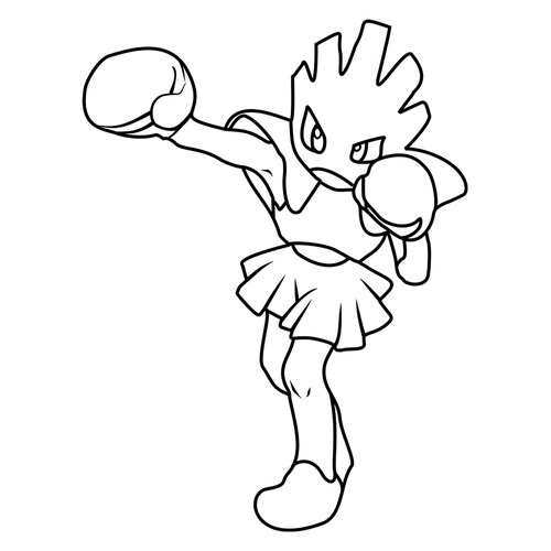 Pokémon Hitmonchan Coloring Page #0107 free printable Generation 1 Pokémon Coloring Pages coloring page