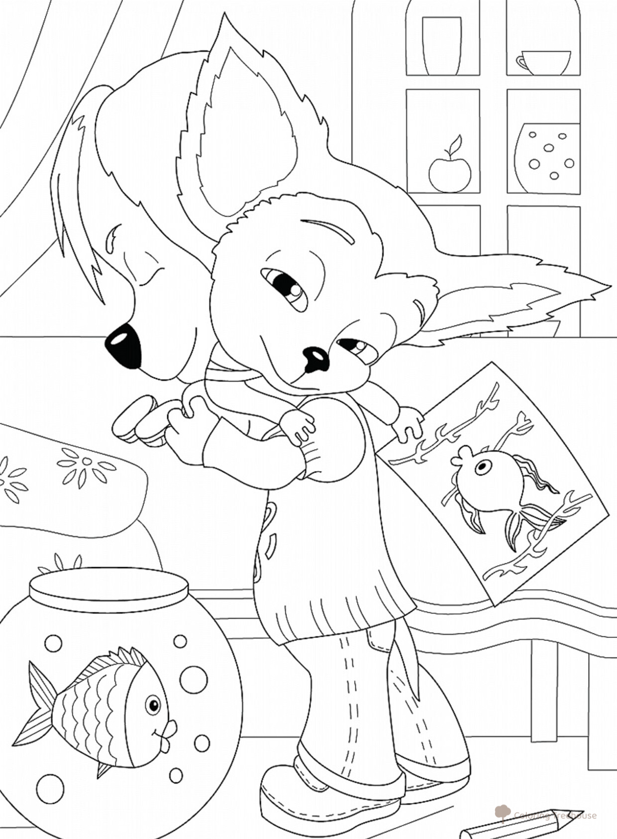 Página para colorear: Druzhok abraza a Malysh dibujo para colorear gratis de Láminas para colorear de Barboskiny
