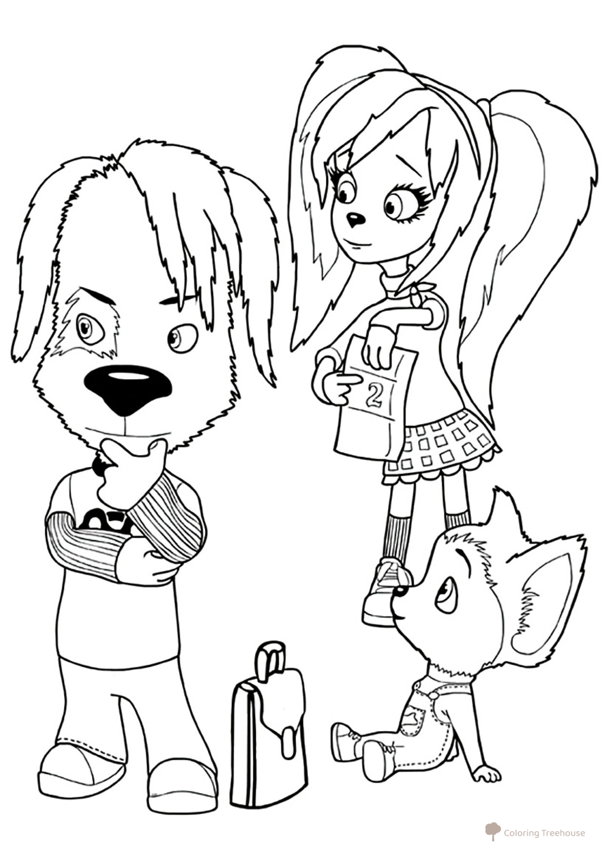 Página para colorear: Druzhok, Rosa y el Pequeño dibujo para colorear gratis de Láminas para colorear de Barboskiny