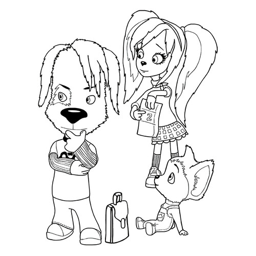 Página para colorear: Druzhok, Rosa y el Pequeño dibujo para colorear gratis de Láminas para colorear de Barboskiny