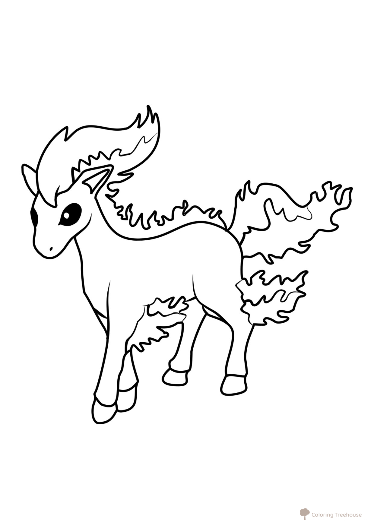 Ponyta Coloring Page #0077 free printable Generation 1 Pokémon Coloring Pages coloring page
