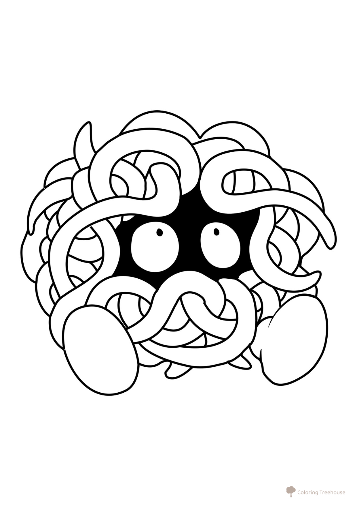 Página para colorear Pokémon Tangela #0114 dibujo para colorear gratis de Páginas para colorear de Pokémon de la 1.ª generación