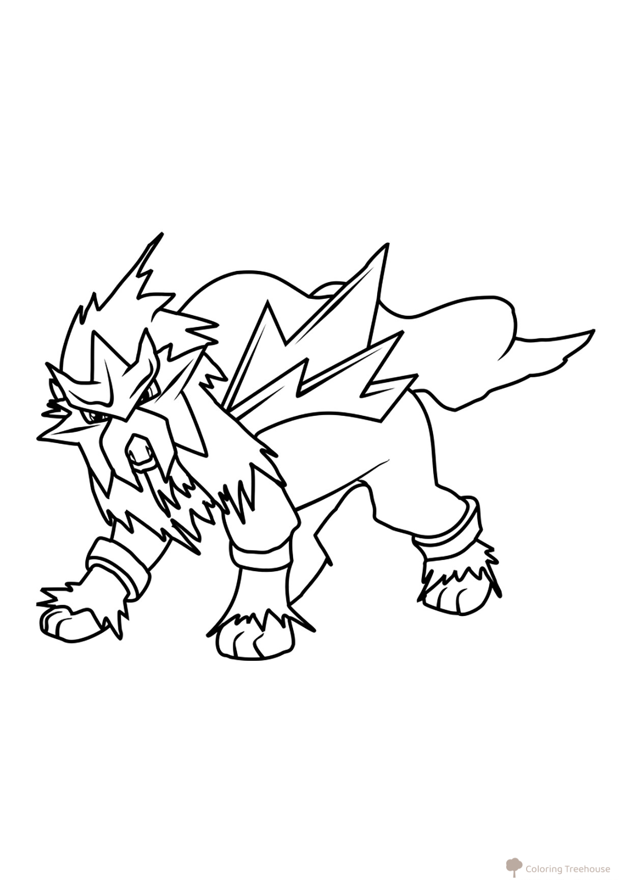 Página para colorear: Pokémon legendario Entei #0244 dibujo para colorear gratis de Páginas para colorear de Pokémon — Generación 2 (Johto)