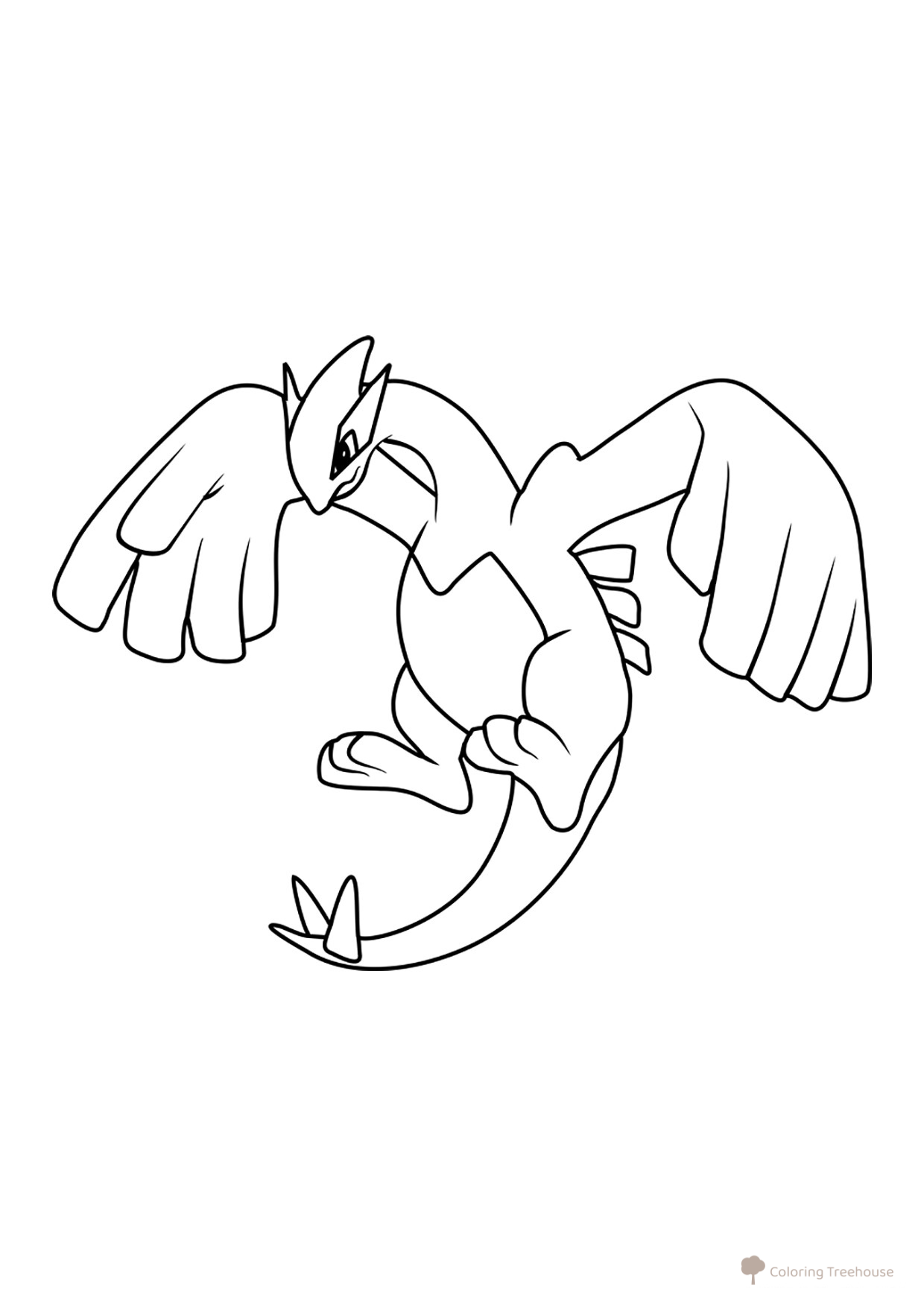 Página para colorear: Pokémon legendario Lugia #0249 dibujo para colorear gratis de Páginas para colorear de Pokémon — Generación 2 (Johto)