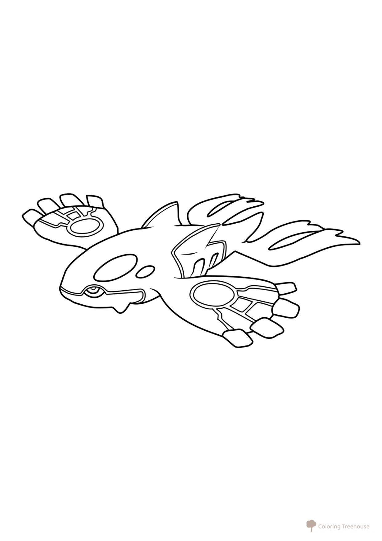 Kyogre Coloring Page — Legendary Pokémon #0382 free printable Generation 3 Pokémon Coloring Pages coloring page