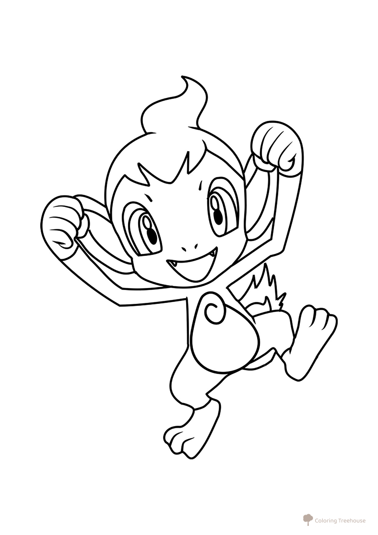 Pokémon Chimchar Coloring Page #0390 free printable Generation 4 Pokémon Coloring Pages coloring page
