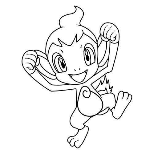 Pokémon Chimchar Coloring Page #0390 free printable Generation 4 Pokémon Coloring Pages coloring page