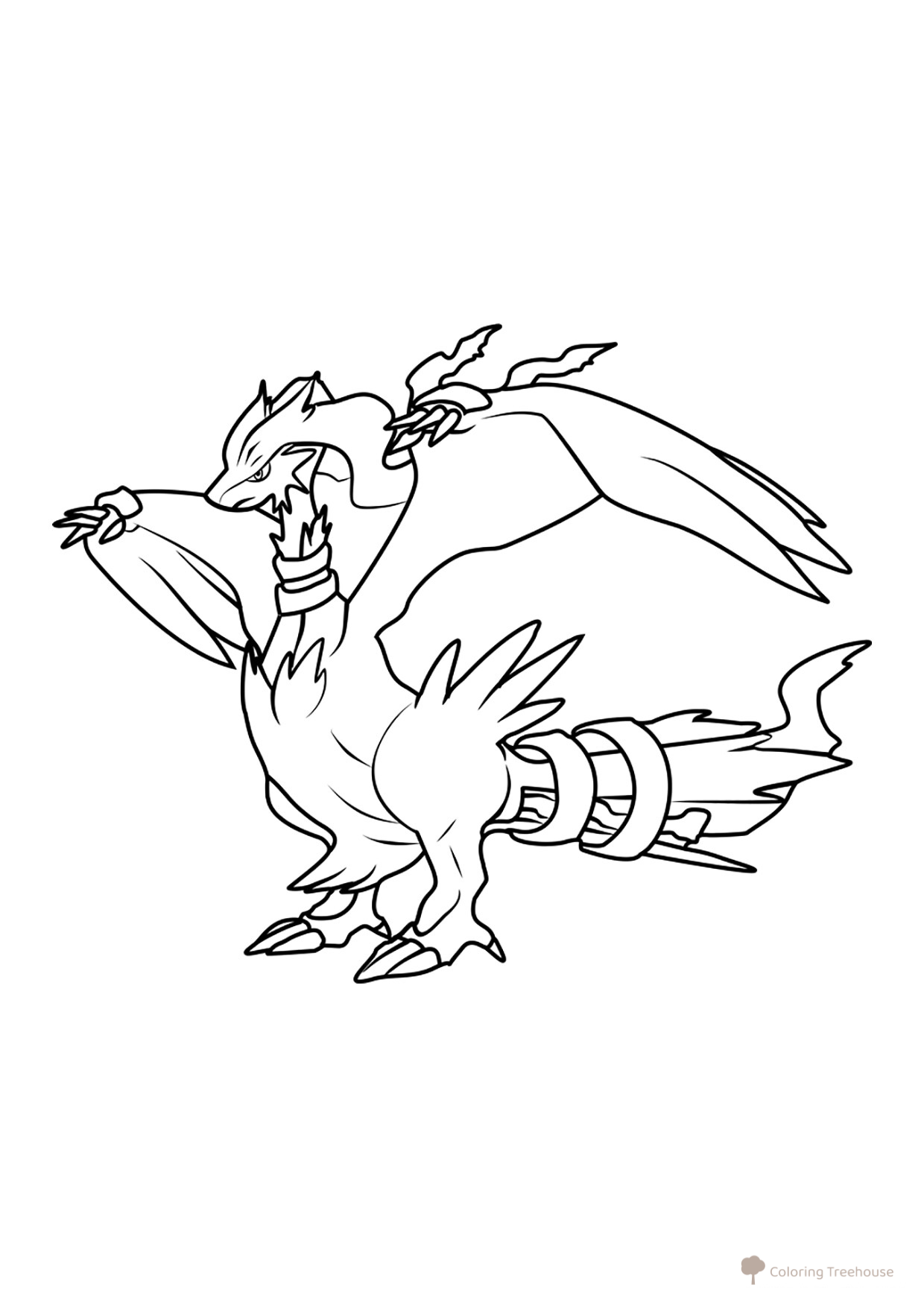Coloring Page — Legendary Pokémon Reshiram #0643 free printable Generation 5 Pokémon Coloring Pages coloring page