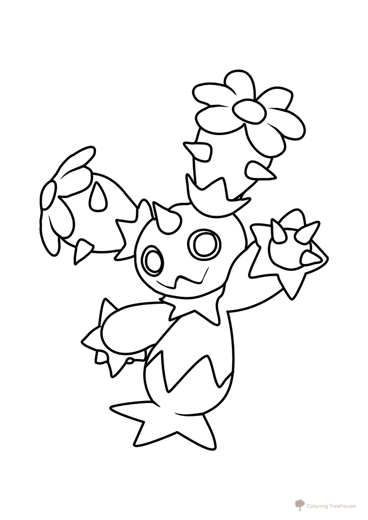 Página para colorear de Pokémon Maractus #0556 dibujo para colorear gratis de Páginas para colorear: Pokémon de la 5.ª generación (Unova)