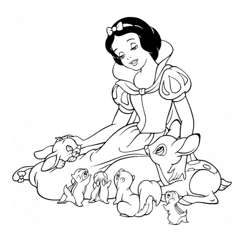 Página para colorear Blancanieves y los animalitos dibujo para colorear gratis de Blancanieves — páginas para colorear