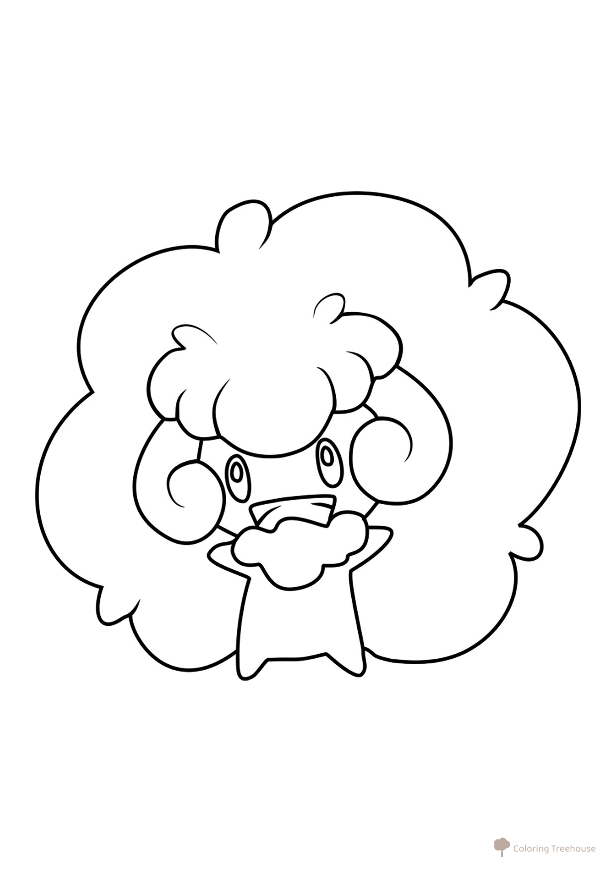 Página para colorear de Pokémon Whimsicott #0547 dibujo para colorear gratis de Páginas para colorear: Pokémon de la 5.ª generación (Unova)