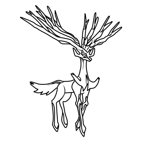 Página para colorear: Pokémon legendario Zirnis #0716 dibujo para colorear gratis de Páginas para colorear: Pokémon de la sexta generación