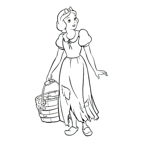 Página para colorear de Blancanieves con un cubo de agua dibujo para colorear gratis de Blancanieves — páginas para colorear