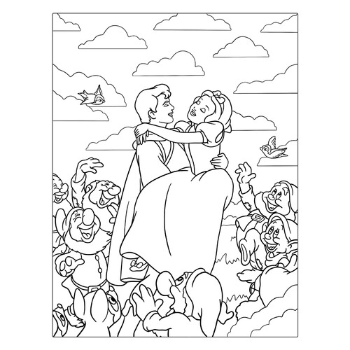 Snow White with Prince Coloring Page free printable Snow White Coloring Pages coloring page