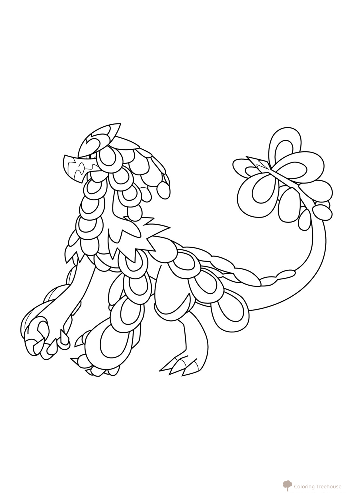 Kommo-o Pokémon Coloring Page #0784 free printable Generation 7 Pokémon Coloring Pages coloring page