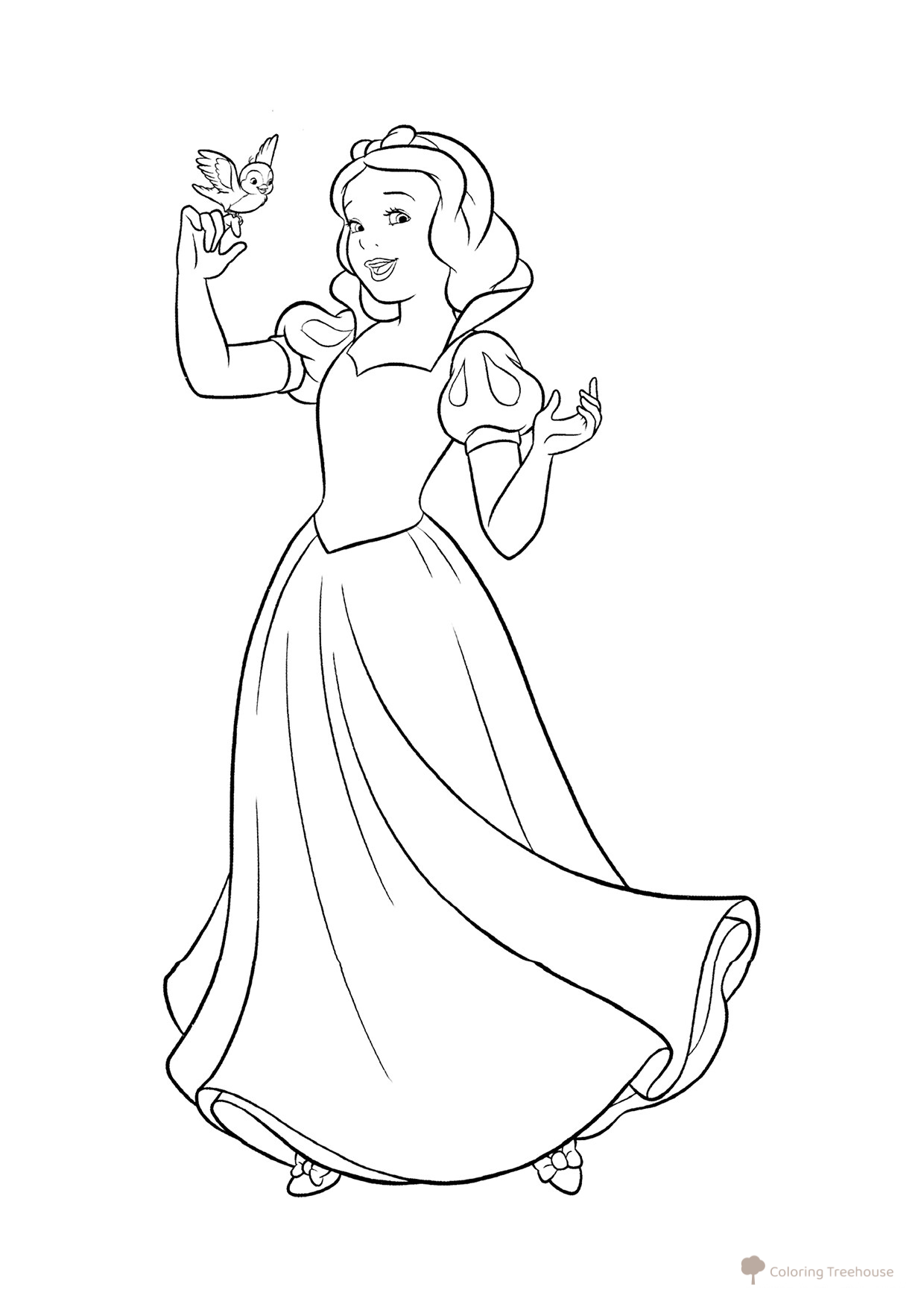 Página para colorear: La bondadosa princesa Blancanieves dibujo para colorear gratis de Blancanieves — páginas para colorear