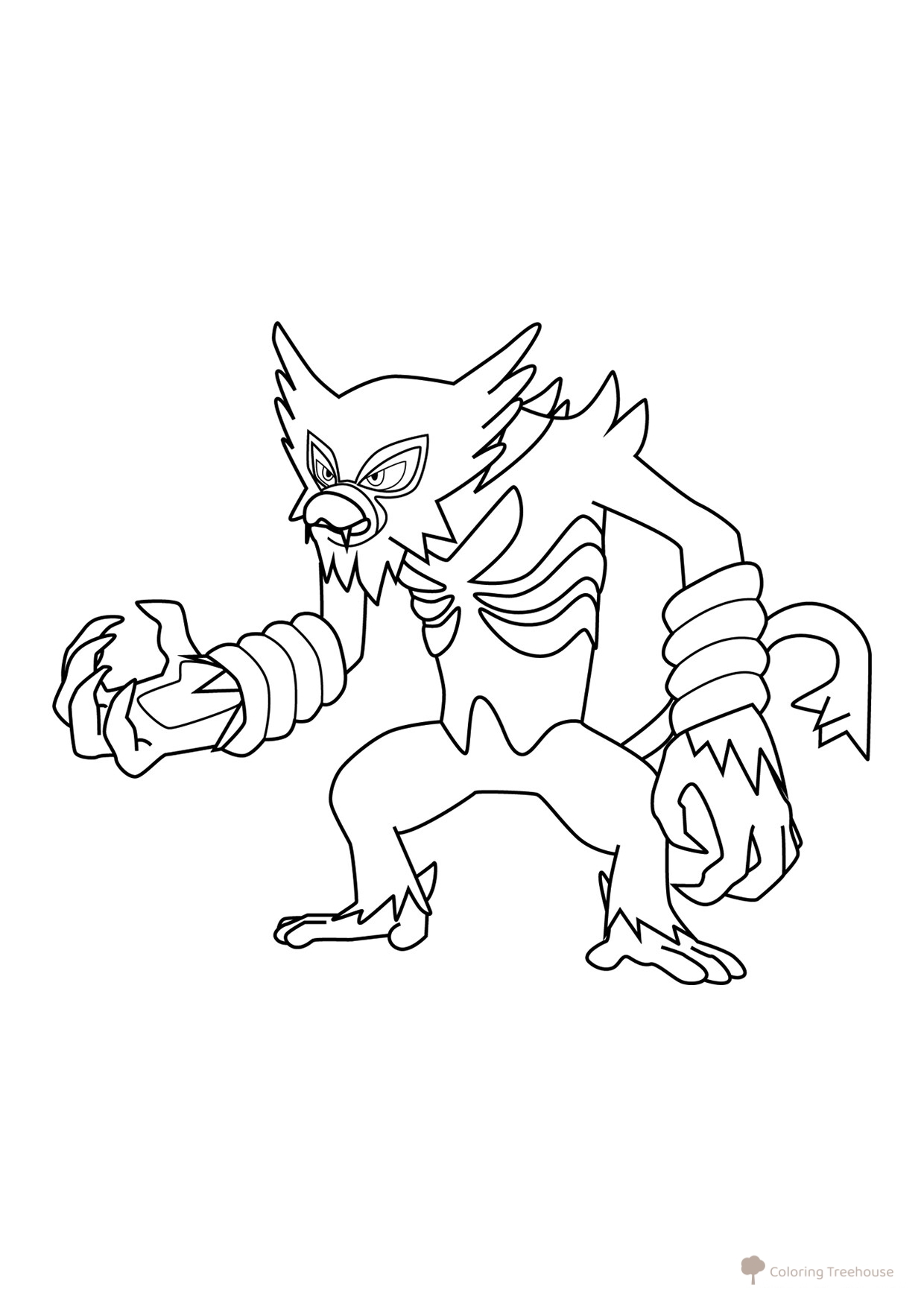 Zarude Coloring Page — Mythical Pokémon #0893 free printable Gen 8 Pokémon Coloring Pages coloring page