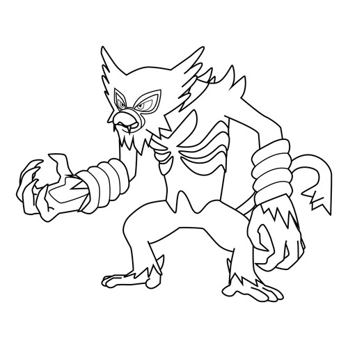 Zarude Coloring Page — Mythical Pokémon #0893 free printable Gen 8 Pokémon Coloring Pages coloring page