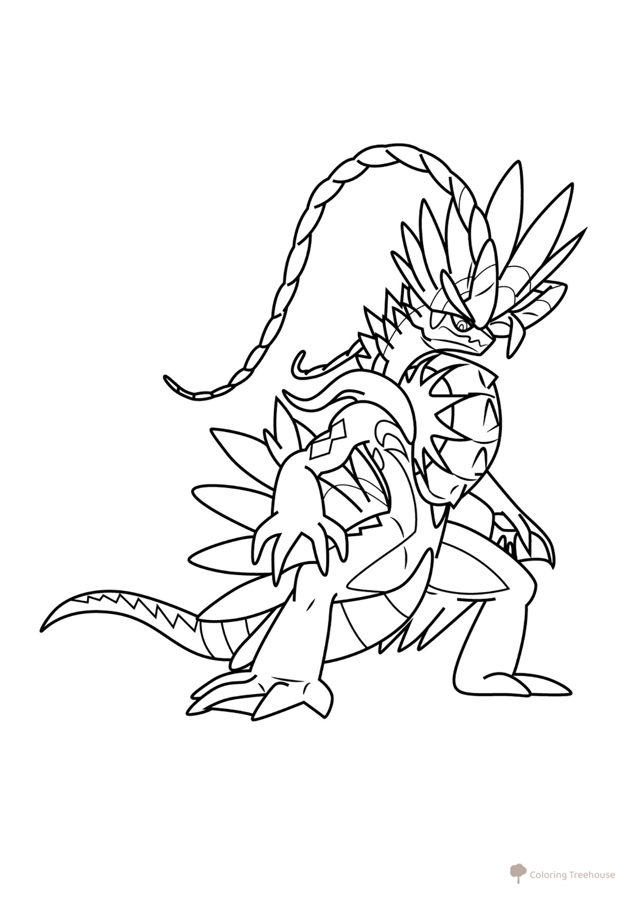 Página para colorear del legendario Pokémon Koraidon #1007 dibujo para colorear gratis de Páginas para colorear de Pokémon — 9.ª generación