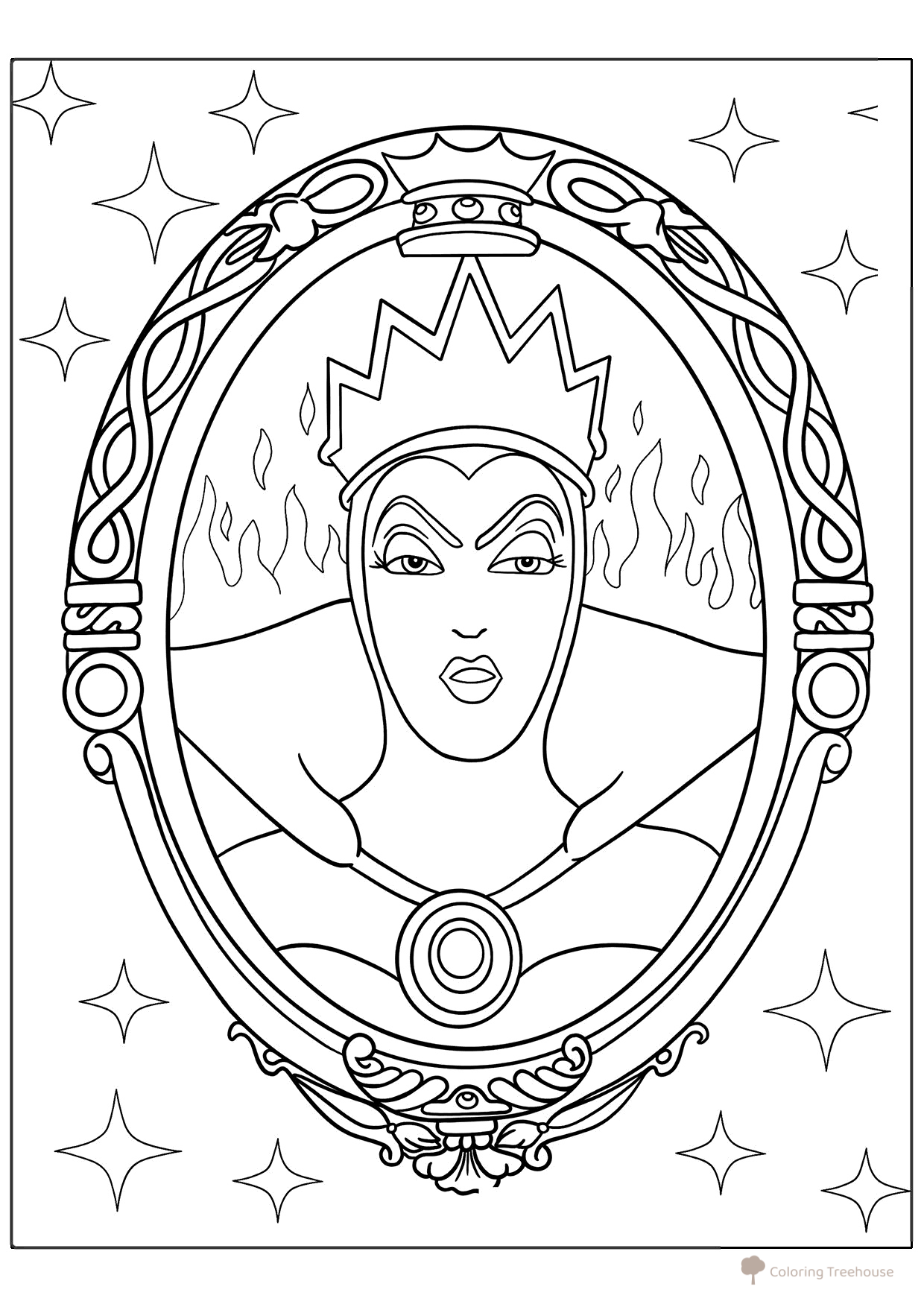 Maleficent and the Magic Mirror Coloring Page free printable Snow White Coloring Pages coloring page