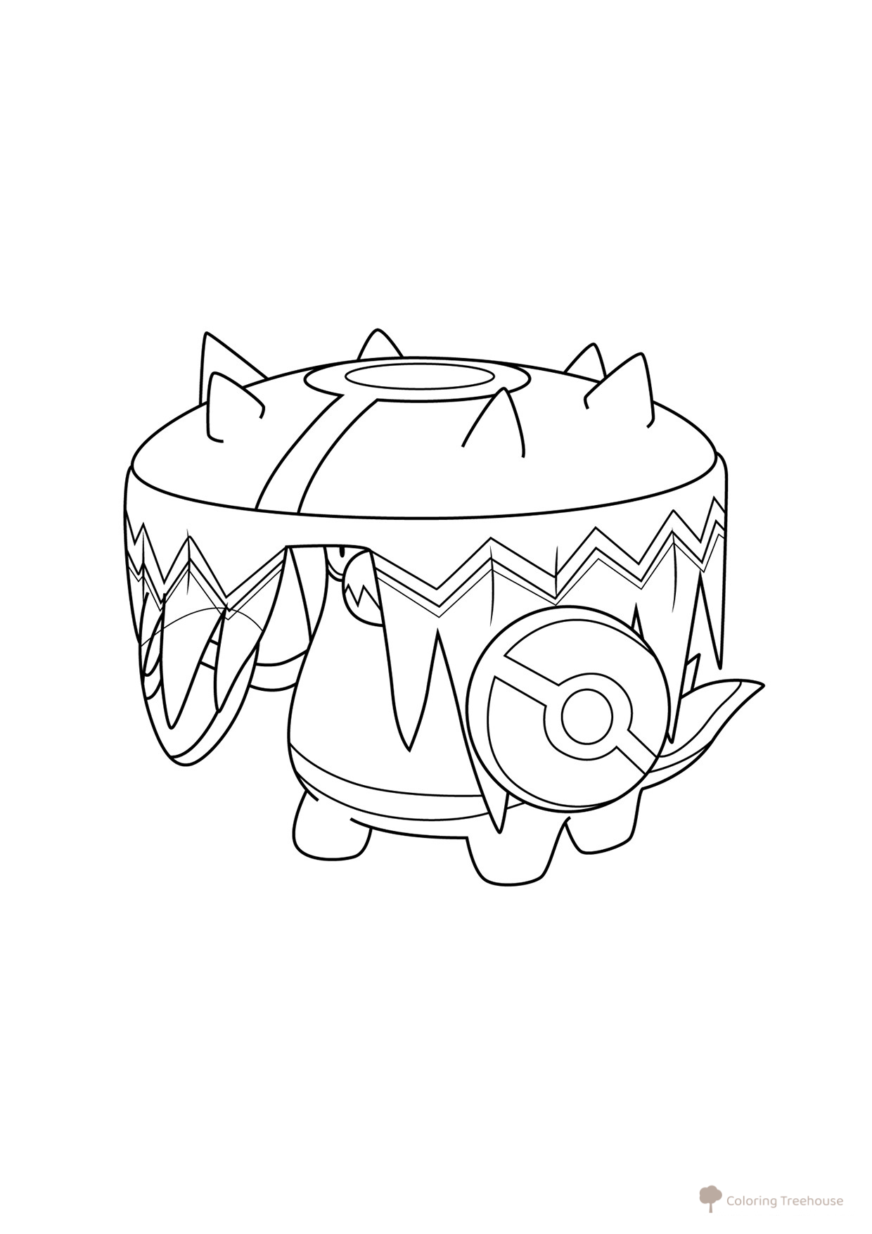 Página para colorear Pokémon «Grubyy Kozhuh» #0986 dibujo para colorear gratis de Páginas para colorear de Pokémon — 9.ª generación