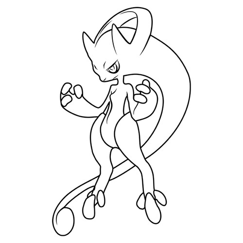 涂色页:超梦Y(Mega Mewtwo Y) 免费可打印超进化(Mega)宝可梦 涂色页(可打印 A4)涂色页