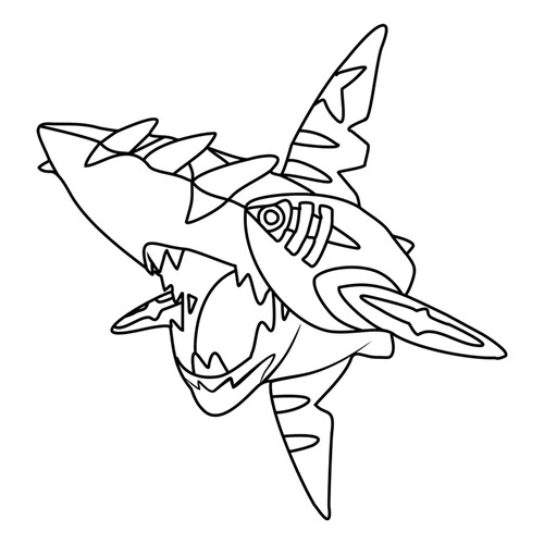 涂色页:超级鲨鱼王(Mega Sharpedo) 免费可打印超进化(Mega)宝可梦 涂色页(可打印 A4)涂色页