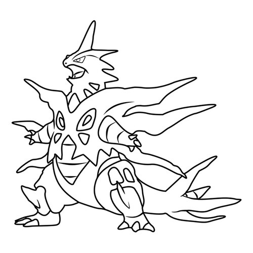 填色页:超进化暴雪王(Mega Tyranitar) 免费可打印超进化(Mega)宝可梦 涂色页(可打印 A4)涂色页