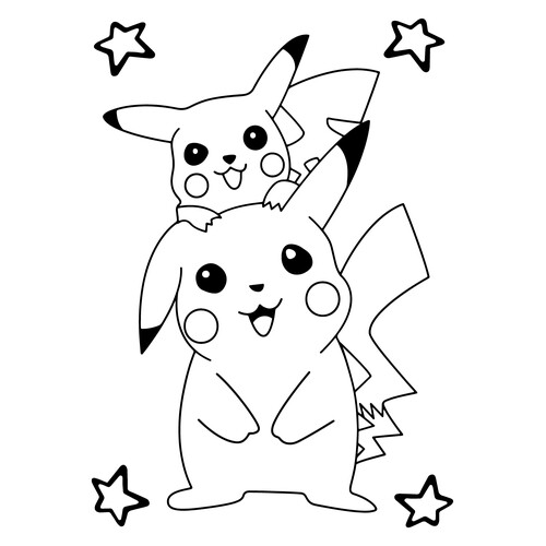 Big and Little Pikachu Coloring Page free printable Pikachu Coloring Pages coloring page