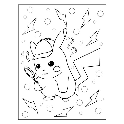 Detective Pikachu Coloring Page free printable Pikachu Coloring Pages coloring page