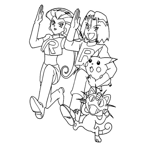 Pikachu Coloring Page: Team R Captured Pikachu free printable Pikachu Coloring Pages coloring page