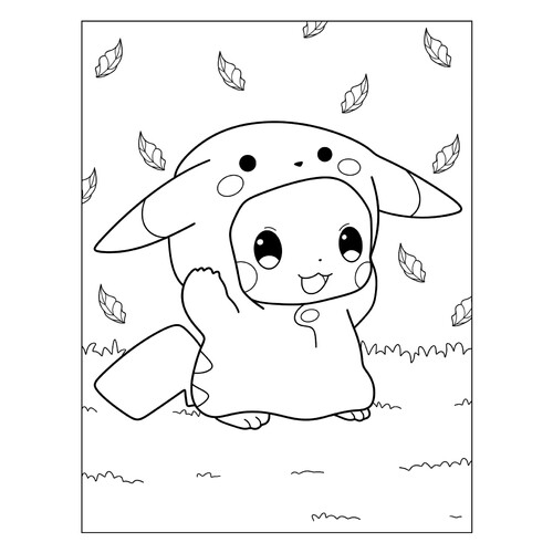 Cute Baby Pikachu Coloring Page free printable Pikachu Coloring Pages coloring page