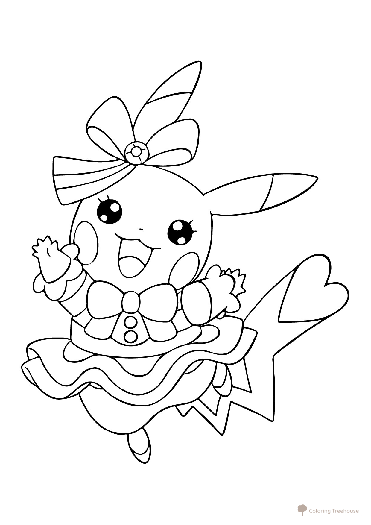 Pikachu Girl Coloring Page free printable Pikachu Coloring Pages coloring page