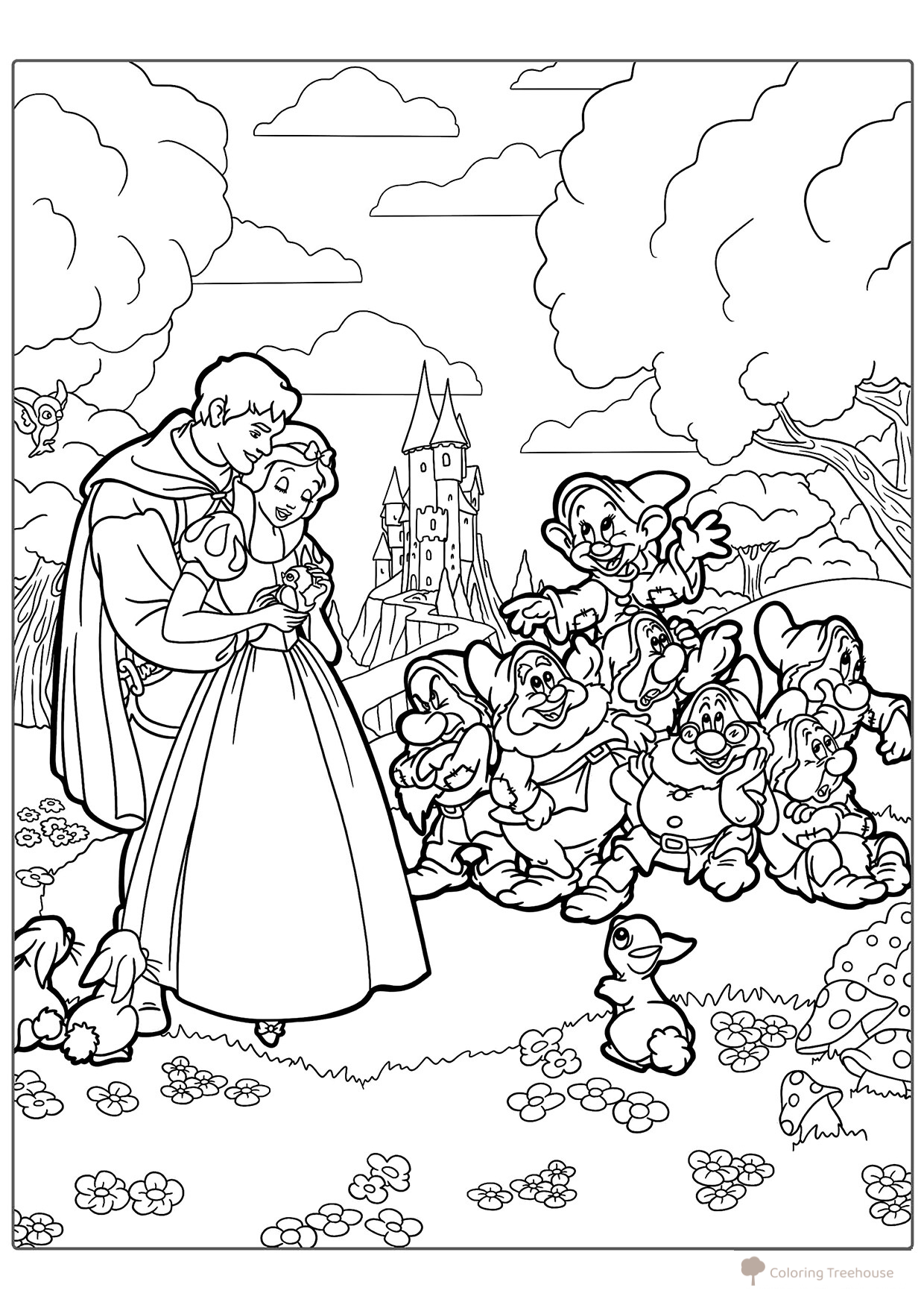 In Love Coloring Page of Snow White free printable Snow White Coloring Pages coloring page