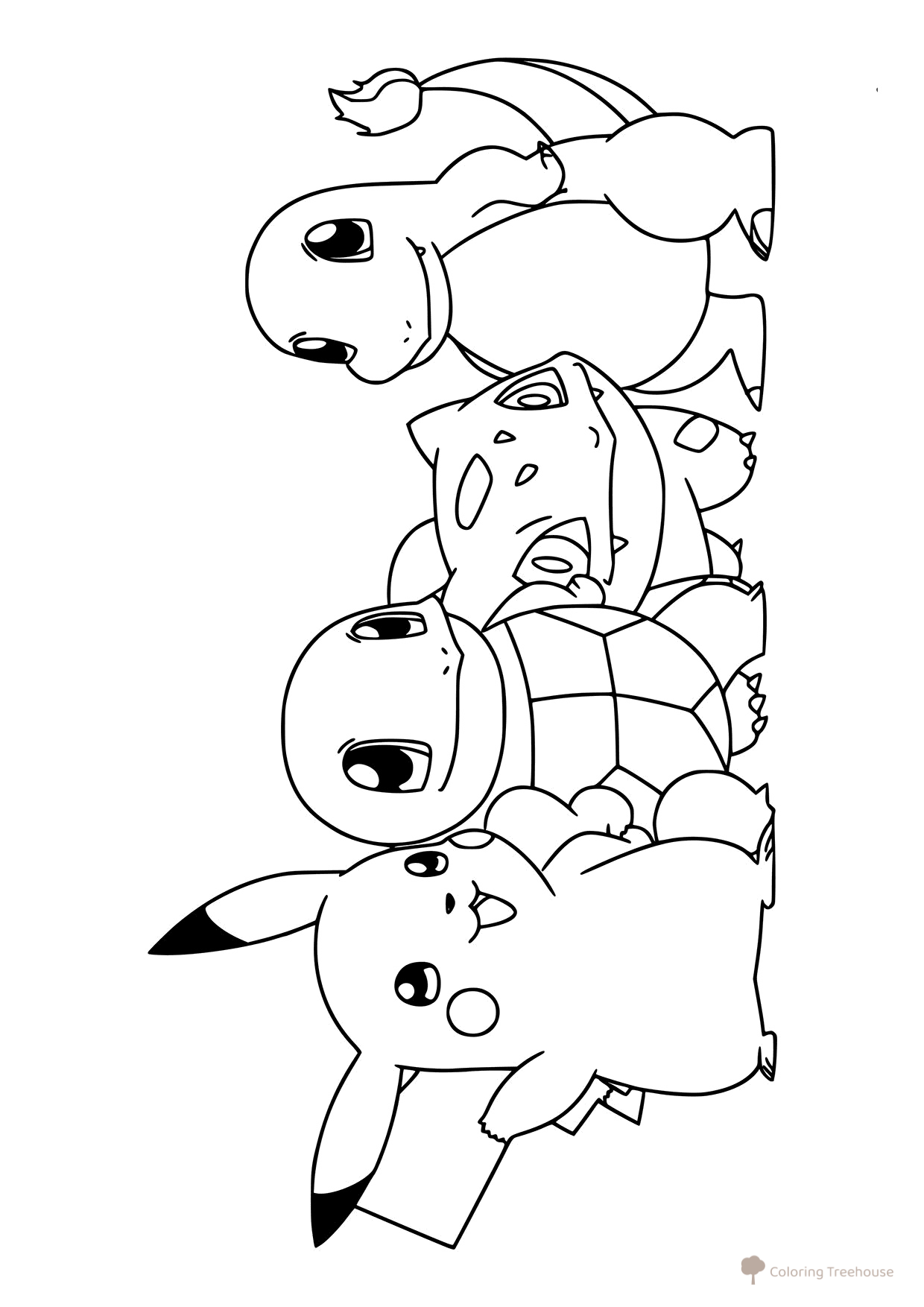 Páginas para colorear: Pikachu y sus amigos cercanos dibujo para colorear gratis de Páginas para colorear de Pikachu
