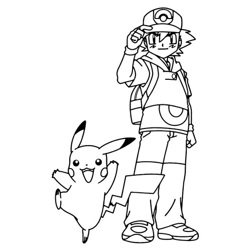 Pikachu and Ash Ketchum Coloring Page free printable Pikachu Coloring Pages coloring page