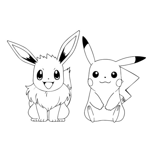 Pikachu and Eevee Coloring Page free printable Pikachu Coloring Pages coloring page